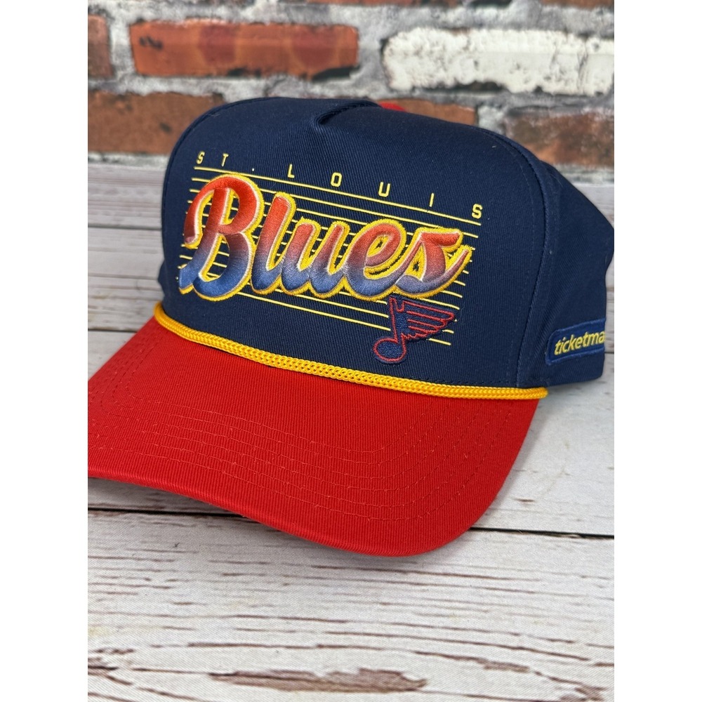 St. Louis Blues Ticketmaster Melonwear NHL Snapback Hat Cap Promo Red Yellow 90s